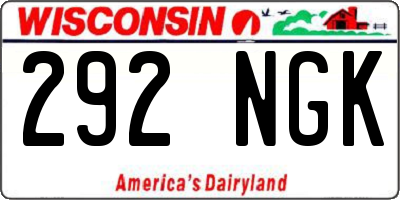 WI license plate 292NGK