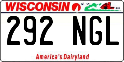 WI license plate 292NGL