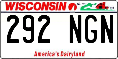 WI license plate 292NGN
