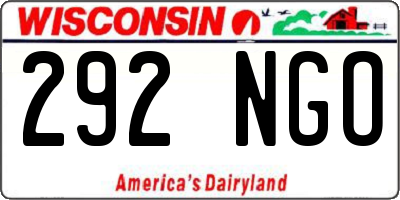 WI license plate 292NGO
