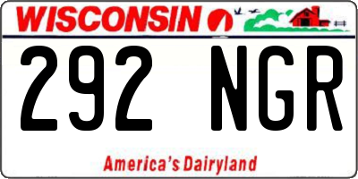 WI license plate 292NGR