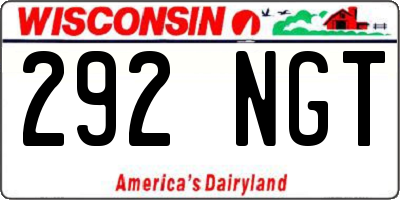 WI license plate 292NGT