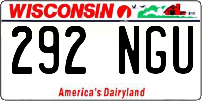 WI license plate 292NGU