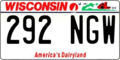 WI license plate 292NGW