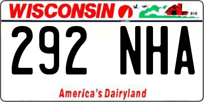 WI license plate 292NHA