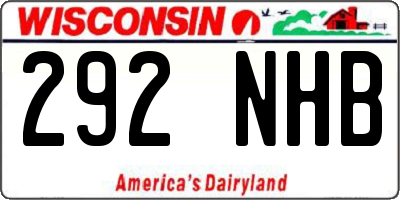 WI license plate 292NHB