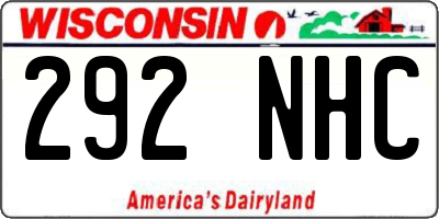 WI license plate 292NHC