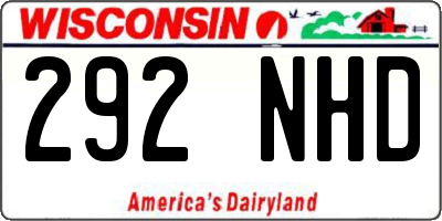 WI license plate 292NHD