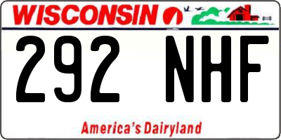 WI license plate 292NHF