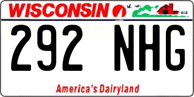 WI license plate 292NHG