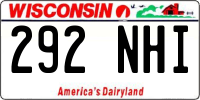 WI license plate 292NHI