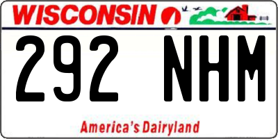 WI license plate 292NHM