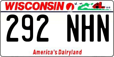 WI license plate 292NHN