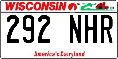 WI license plate 292NHR