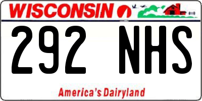 WI license plate 292NHS