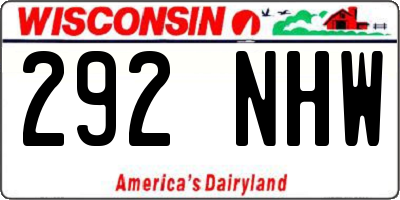 WI license plate 292NHW