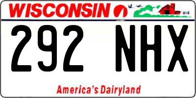 WI license plate 292NHX