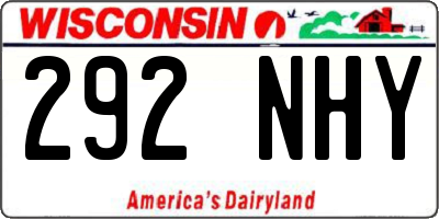 WI license plate 292NHY