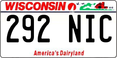 WI license plate 292NIC
