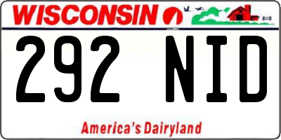 WI license plate 292NID