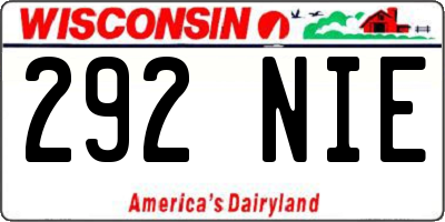 WI license plate 292NIE