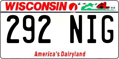WI license plate 292NIG