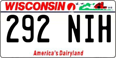 WI license plate 292NIH
