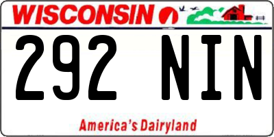 WI license plate 292NIN
