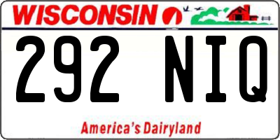 WI license plate 292NIQ