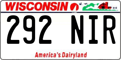 WI license plate 292NIR