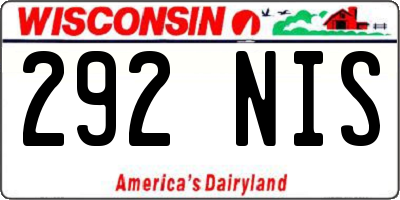 WI license plate 292NIS