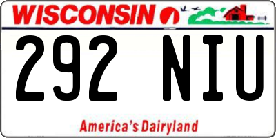 WI license plate 292NIU