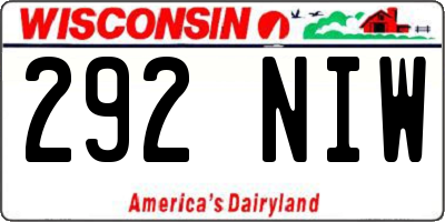 WI license plate 292NIW