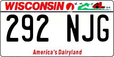 WI license plate 292NJG
