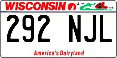 WI license plate 292NJL