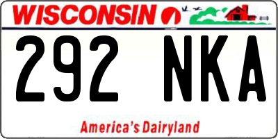 WI license plate 292NKA