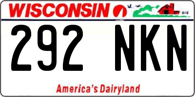 WI license plate 292NKN