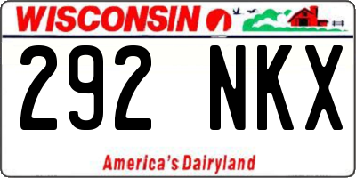 WI license plate 292NKX