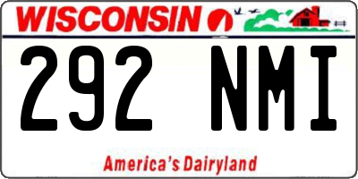 WI license plate 292NMI