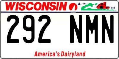 WI license plate 292NMN