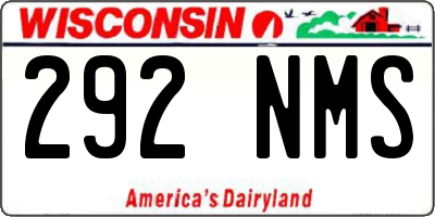 WI license plate 292NMS