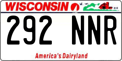WI license plate 292NNR