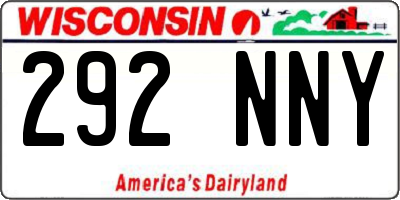 WI license plate 292NNY