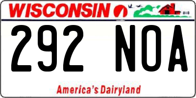 WI license plate 292NOA