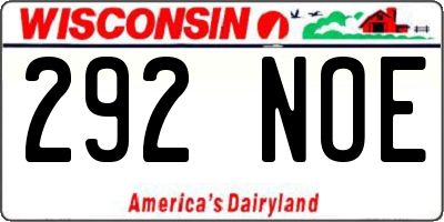 WI license plate 292NOE