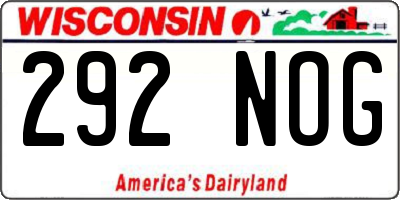 WI license plate 292NOG