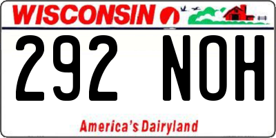 WI license plate 292NOH