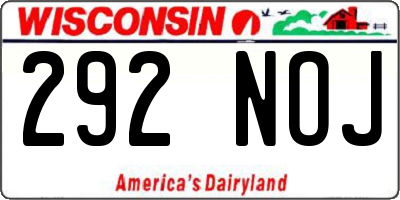 WI license plate 292NOJ