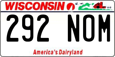 WI license plate 292NOM