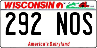 WI license plate 292NOS